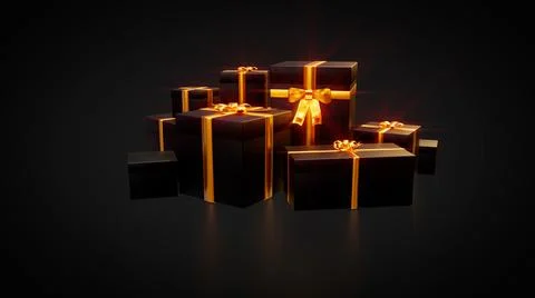 Black friday giveaway backdrop - group of surprise presents - Illustrazione stock
