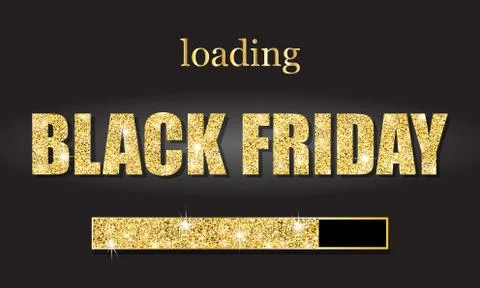 Black Friday. Glittering progress loading bar with shiny text. Stock Illustration