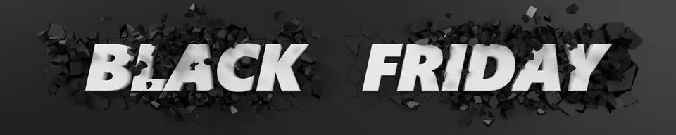 Black friday header with text and exploding background. 3d illustration. Stock Illustration