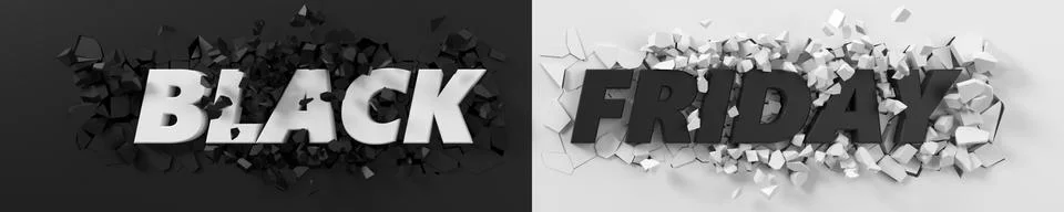 Black friday header with text and exploding background. 3d illustration. イラスト素材