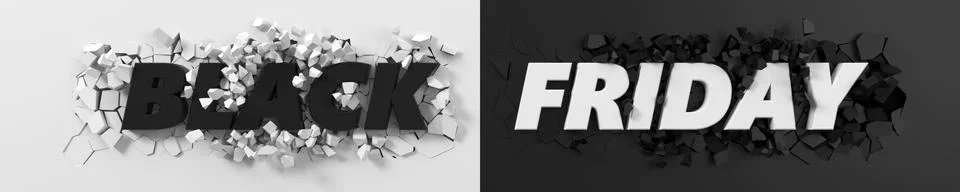 Black friday header with text and exploding background. 3d illustration. 스톡 일러스트