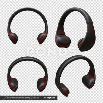 Black Friday Headphone 3d rendering elements PSD Template