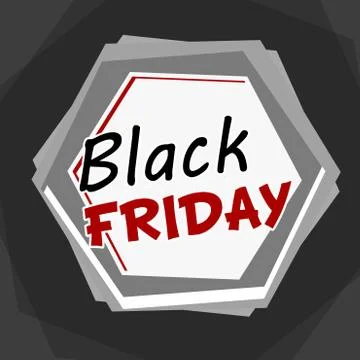 Black friday, hexagons label Stock Illustration