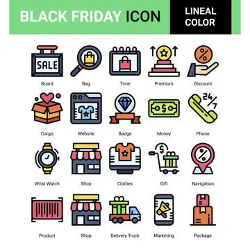 Black Friday icon pack for your website design. logo. app. and user interface Stock Illustration