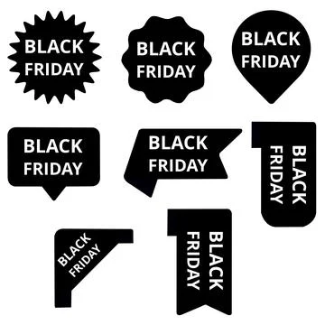 Black friday labels on a white background with copy space Stock Illustration