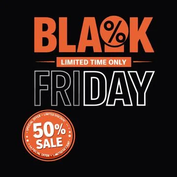 Black Friday Limited Time 50 Percent Sale Vector Banner Stock-Illustration