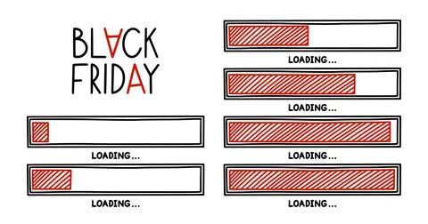 Black friday loading bar. Infographics design element with status of sale start Stock Illustration