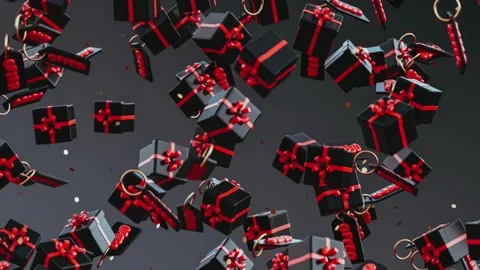 Black Friday looping video with black and red gifts and tags with OFFER wor.. Video stock 320005249