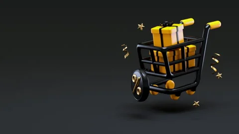 Black Friday looping video for super sale promotion with a shopping cart fu.. Video stock 289610235
