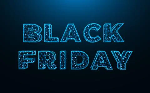 Black Friday low poly design, abstract geometric image, wireframe mesh polygo Stock Illustration