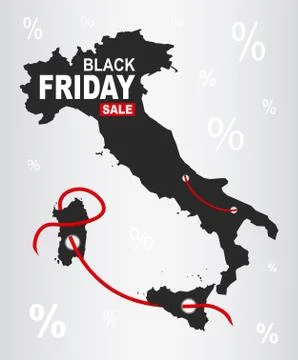 Black Friday Map - Italy Stock Illustration