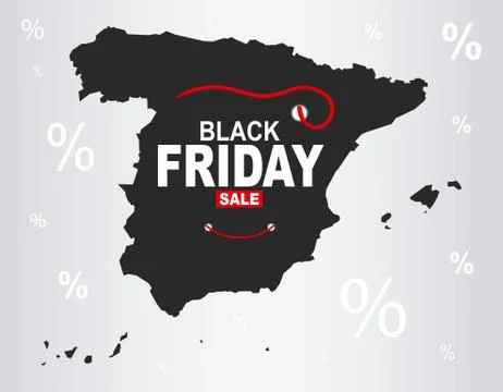 Black Friday Map - Spain Stock Illustration