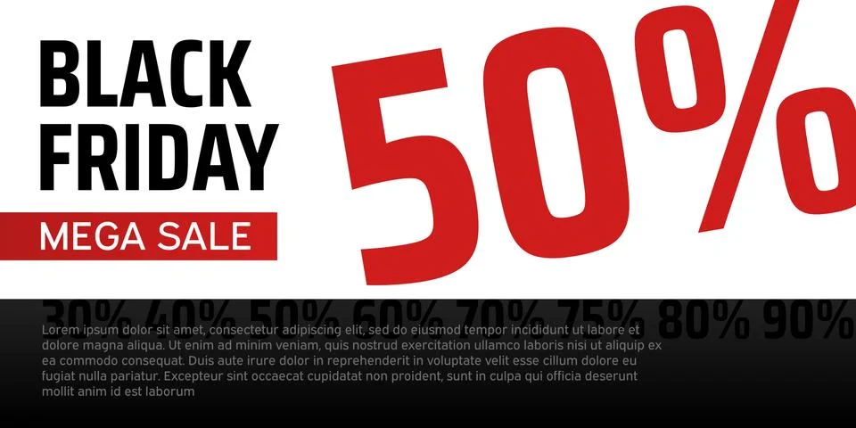 Black friday mega sale vector banner. Special offer sale template. Black friday Stock Illustration