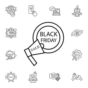 Black friday, megaphone flat vector icon in black friday pack Illustrazione stock
