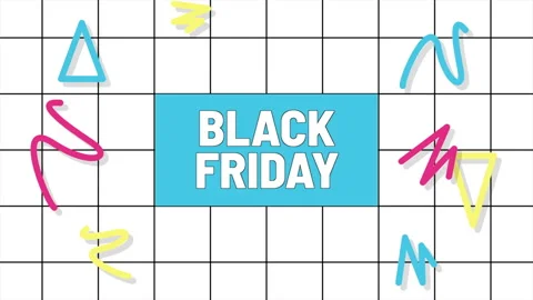 Black Friday with memphis geometric pattern with triangles and zigzag Stockbeeldmateriaal 252670229