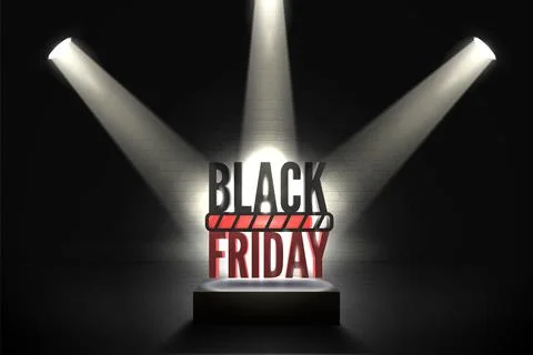Black friday minimalistic vector poster template with Spotlight and progress bar Stock Illustration