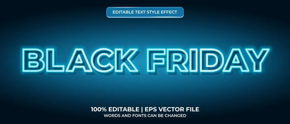 Black Friday Neon Editable Text Style Effect Stock Illustration
