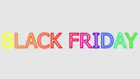 Black Friday Neon Rainbow Kinetic Typography Loop with Alpha Channel 4K 库存影片 341834745
