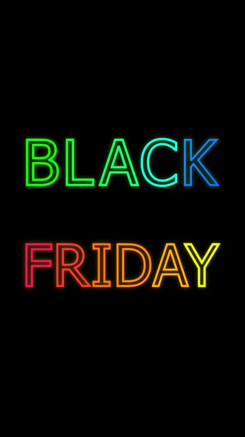 Black Friday neon rainbow typography with scrolling Sales text 库存影片 341868920