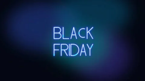 Black friday neon sign motion glowing blue text for retail sales promotion .. Stock-Footage 344856062