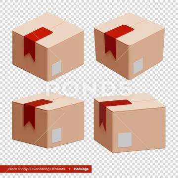 Black Friday Package 3d rendering elements PSD-Vorlage