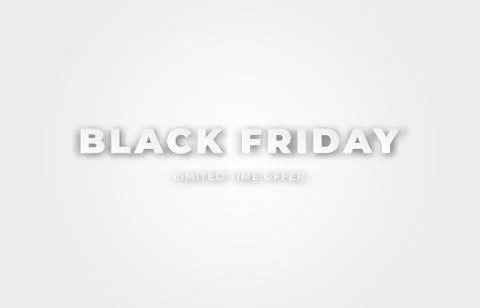 Black friday paper cut effect poster. Special offer label. Gray flat button w 스톡 일러스트