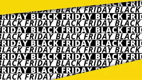 Black friday pattern design background. Big sale text on yellow tag 4K animation Stock Footage 158762613