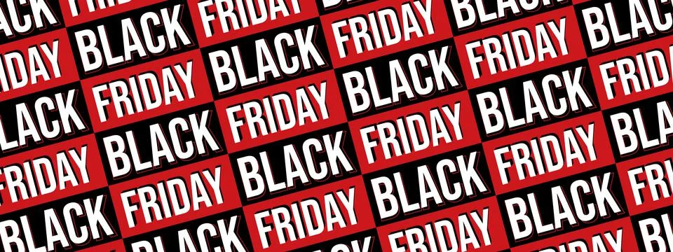 Black friday pattern on red and white vector background. Illustrazione stock