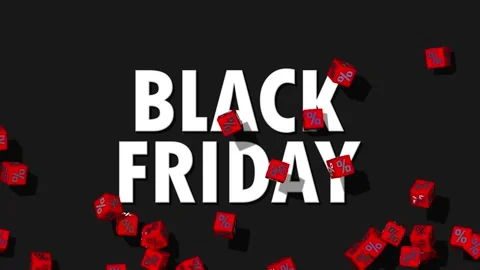 Black Friday Percent Cubes Jumping, Sale Offer Event 3D Rendering, Luma Matte Stock Footage 196114467