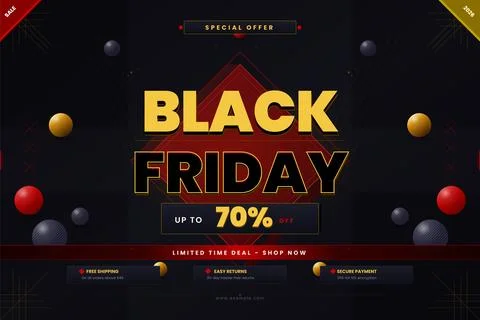 Black Friday Poster 3D Vector Dimensional Sale Design Stock Illustration