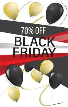 Black Friday Poster template with 3d ballons. Use for promotion. Stock-Illustration