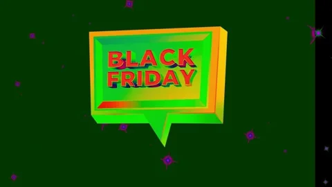 Black friday promotional speech bubble floating against dark green background Stock Footage 346120509