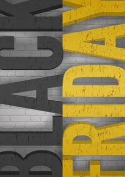 Black Friday realistic vector black and yellow typography Stock Illustration