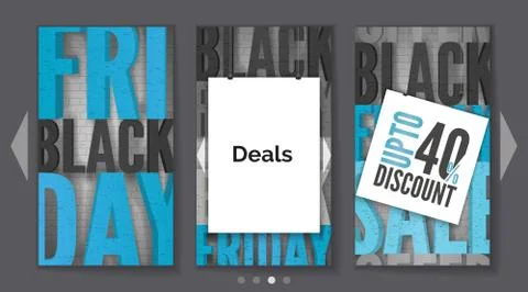Black Friday realistic vector mobile web banner templates set Stock Illustration