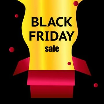 Black Friday. Red box on a light black background. Flashing ornaments. Explosion Stock Illustration