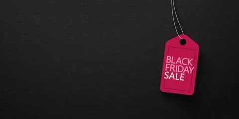 Black friday red label tag dark back Stock Illustration