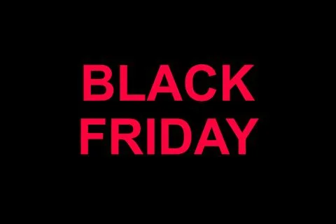 Black Friday red text on black background. Stock Illustration