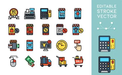 Black friday related filled vector icon set Stock-Illustration