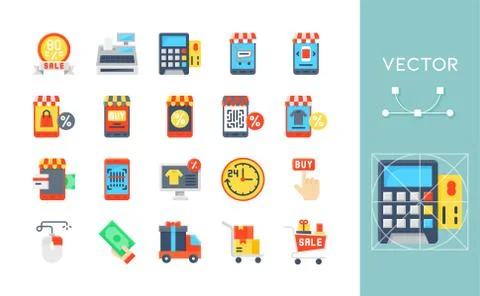 Black friday related flat vector icon set Stock Illustration