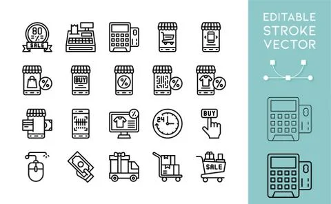 Black friday related line vector icon set Illustration