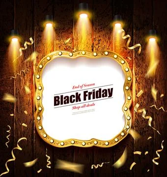 Black Friday retro light frame Stock Illustration