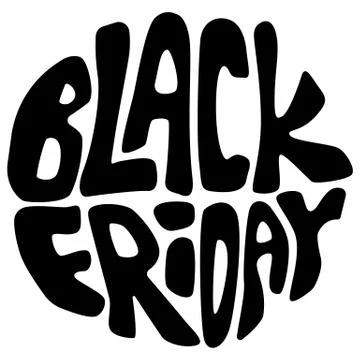 Black friday retro text on white isolated backdrop Stock Illustration