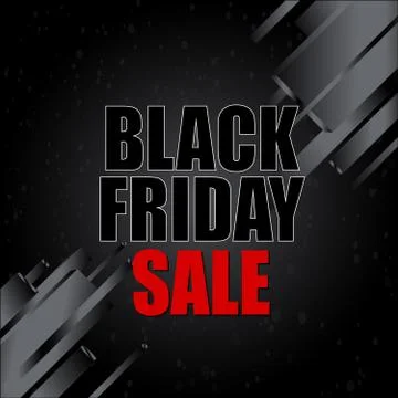 Black friday sale with abstract elements on black background. Vector illustra Stock Illustration