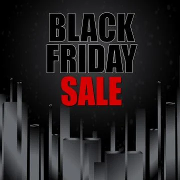 Black friday sale with abstract elements on black background. Vector illustra Stock Illustration