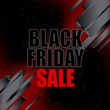 Black friday sale with abstract elements on black background. Vector illustra Stock Illustration