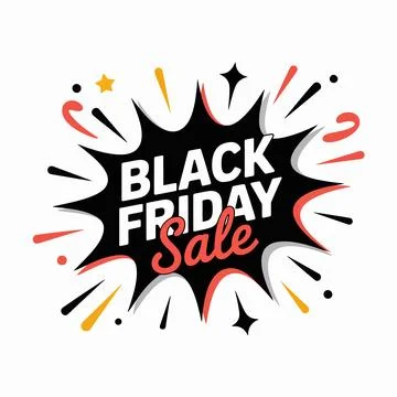 Black friday sale announcement with exploding fireworks and bold text explosi Ilustração Stock