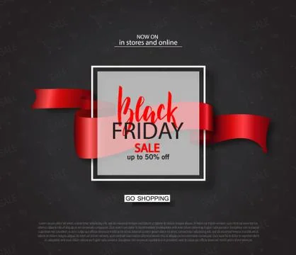 Black friday sale background with frame and ribbon. Modern design.Universal Stock Illustration