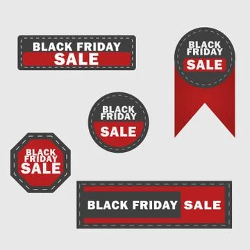 Black Friday sale design elements. Black Friday sale inscription labels, stic Stock Illustration