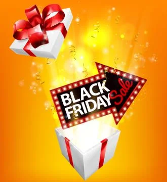 Black Friday Sale Exploding Gift Sign 스톡 일러스트