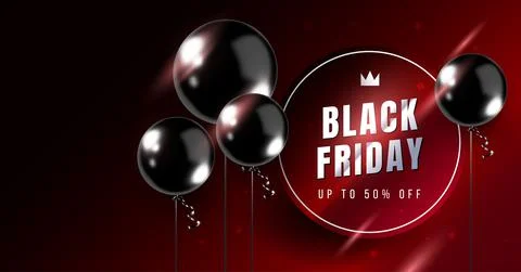 Black friday sale horizontal vector illustration with 3d realistic black shin Stock Illustration